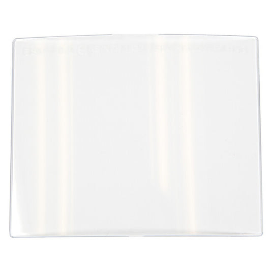 Eine transparente Schutzscheibe, die für verschiedene Modelle wie EyeTech, AristoTech, WarriorTech und Savage geeignet ist. Die Scheibe hat eine glatte Oberfläche und ist rechteckig geformt.