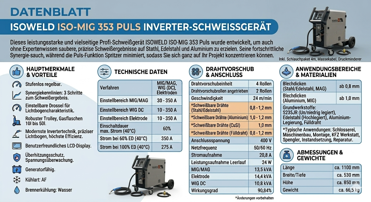 Datenblatt für das ISO MIG 353 Schweißgerät